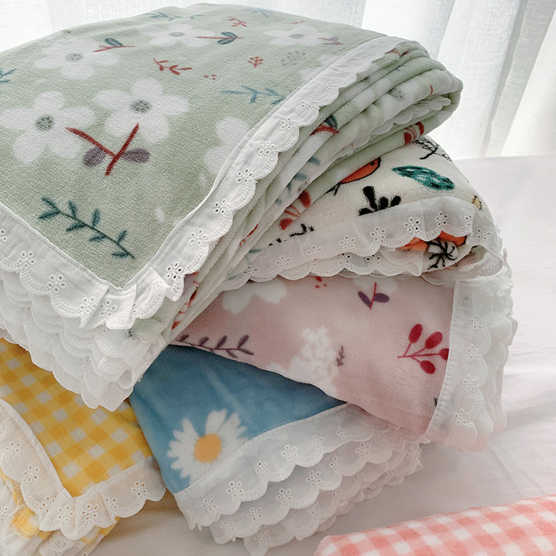 Sheet Sets Flannel Floral Printed Breathable Super Soft Wrinkle Resistant Bed Sheet Set