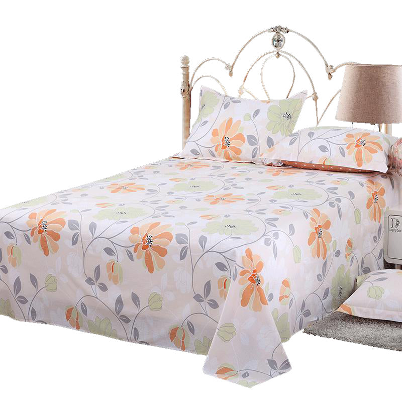 Sheet Set Cotton Floral Printed Breathable Super Soft Wrinkle Resistant Bed Sheet Set