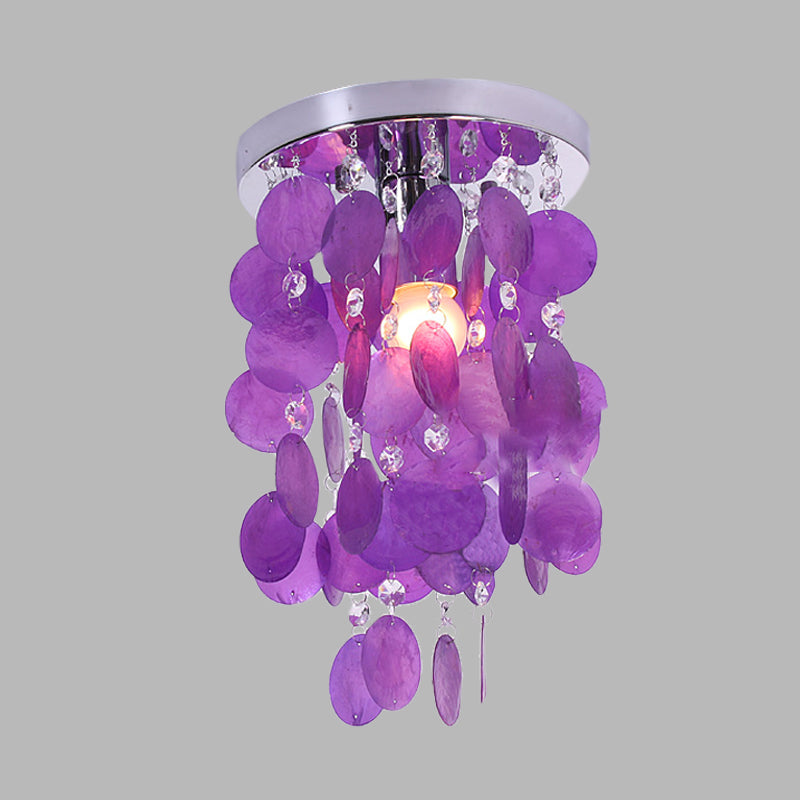 Purple Waterfall Flushmount Lighting Modernism 1 Bulb Shell Flush Mount Ceiling Lamp