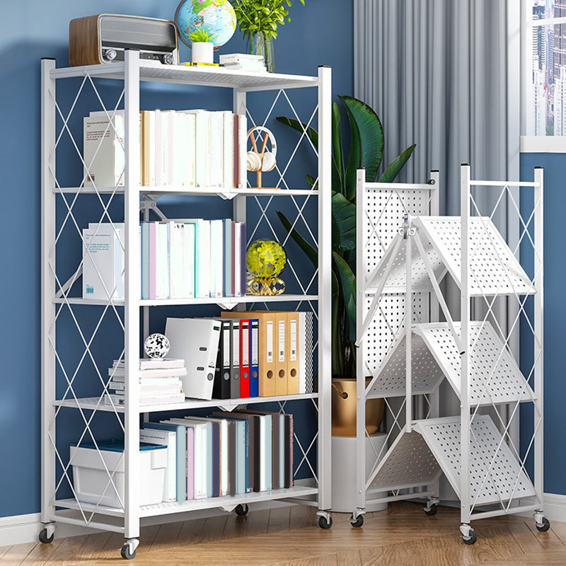 Modern Metal Bookcase Geometric Bookshelf for Living Room, 28" L X 14.5" W