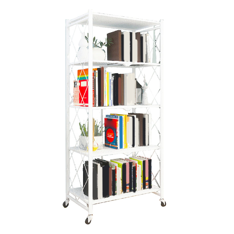Modern Metal Bookcase Geometric Bookshelf for Living Room, 28" L X 14.5" W