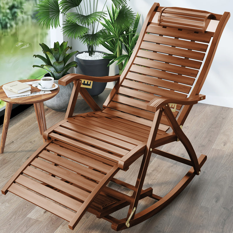 Contemporary Rocking Chair Bamboo Frame Spindle Backrest Indoor Rocking Chair