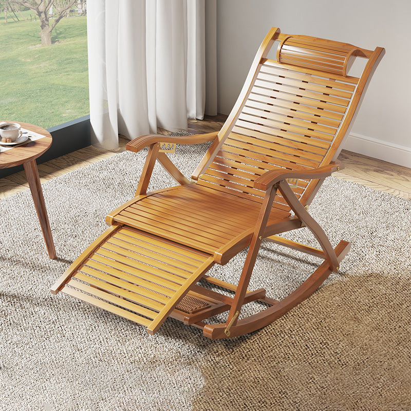 Contemporary Rocking Chair Bamboo Frame Spindle Backrest Indoor Rocking Chair