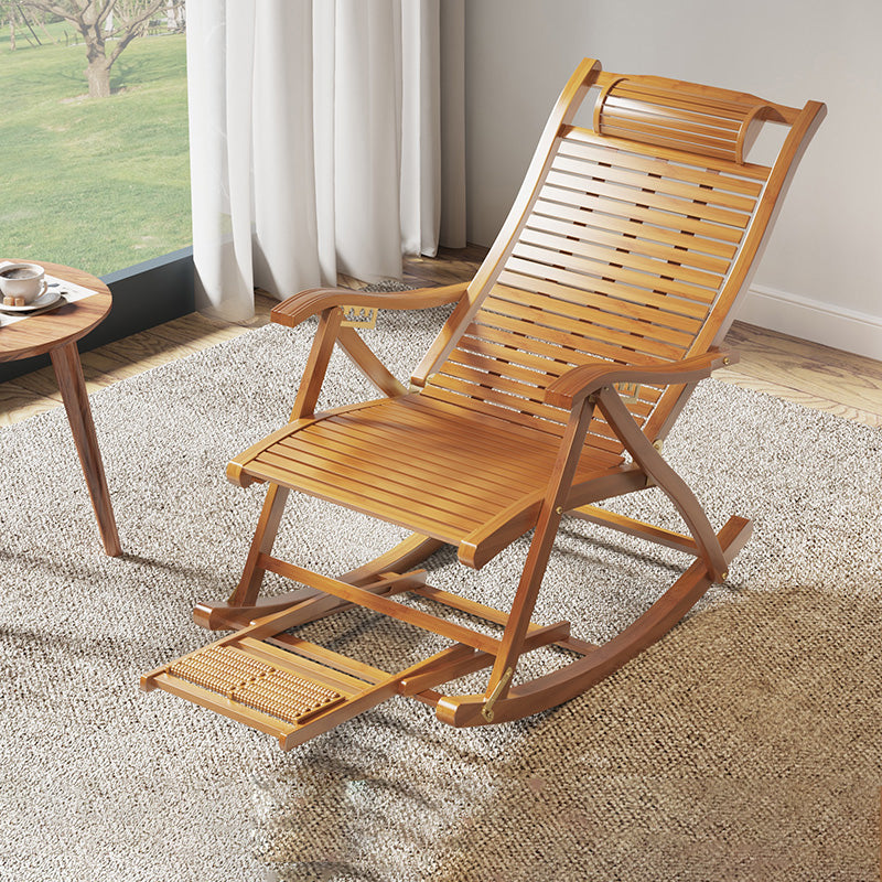 Contemporary Rocking Chair Bamboo Frame Spindle Backrest Indoor Rocking Chair