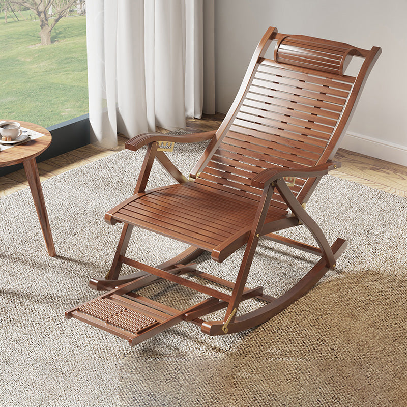Contemporary Rocking Chair Bamboo Frame Spindle Backrest Indoor Rocking Chair