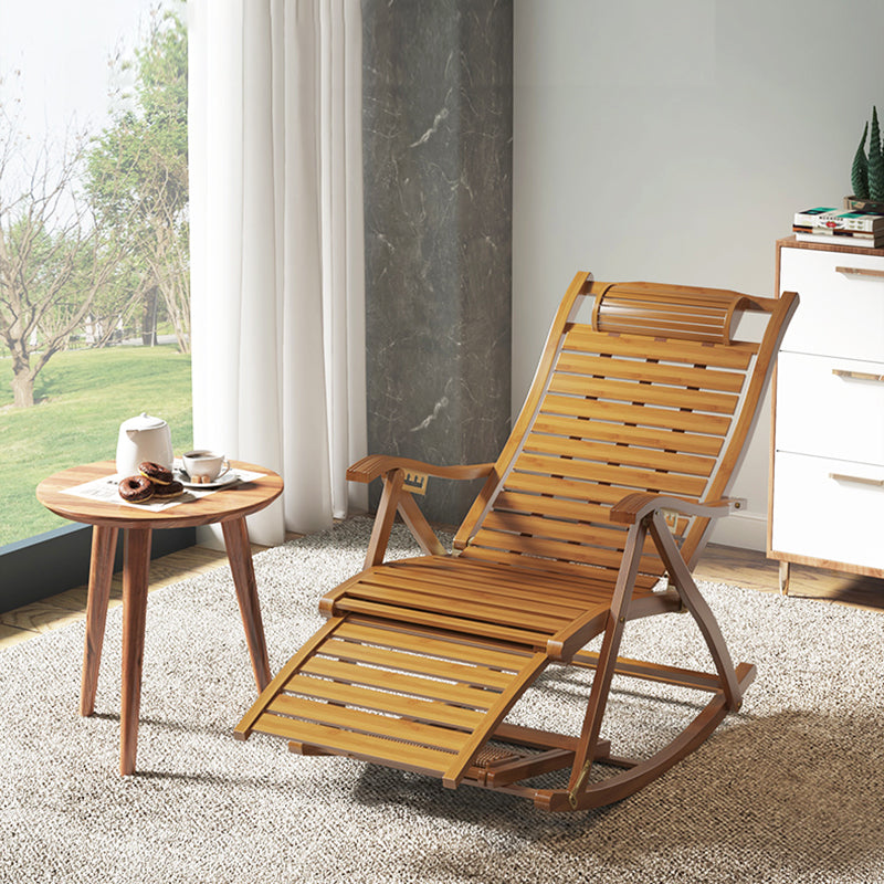 Contemporary Rocking Chair Bamboo Frame Spindle Backrest Indoor Rocking Chair