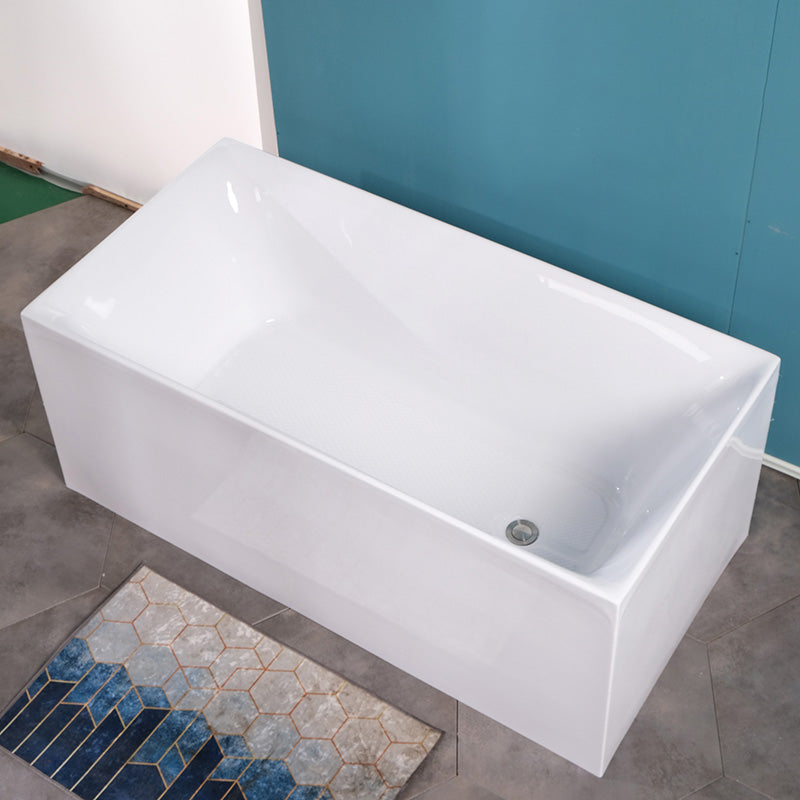 Antique Finish Bathtub Modern Rectangular Back to Wall Soaking Bath Tub
