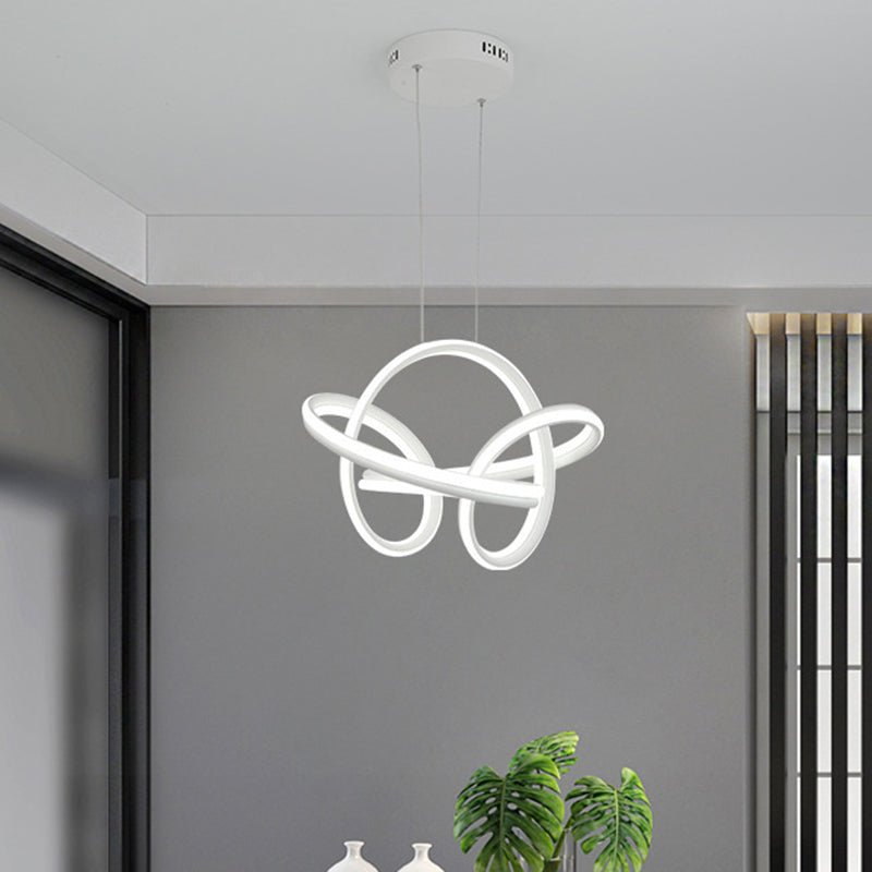 Lustre de plafond torsadé en acrylique lustre suspendu moderniste en blanc / café pour salle à manger, blanc / chaud / 3 couleurs lumière