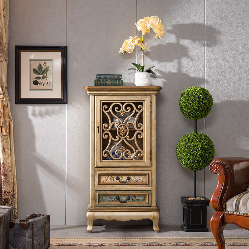 Industrial Solid Wood Accent Cabinet Rectangle Accent Cabinet with Drawer