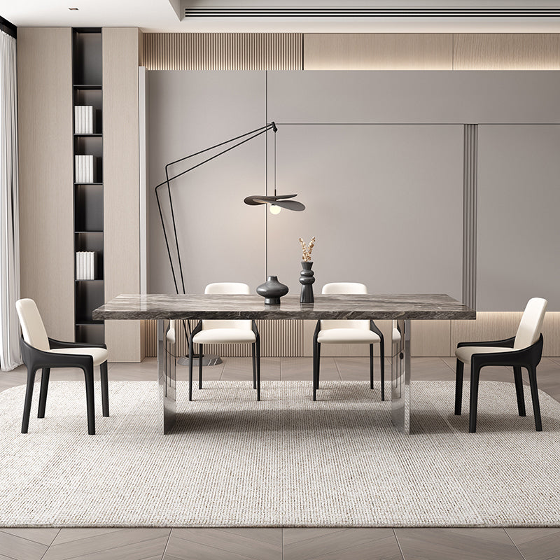 Glossy Brown Dining Table Set 1/4/5/7 Pcs Dinette Set with Faux Leather Chairs