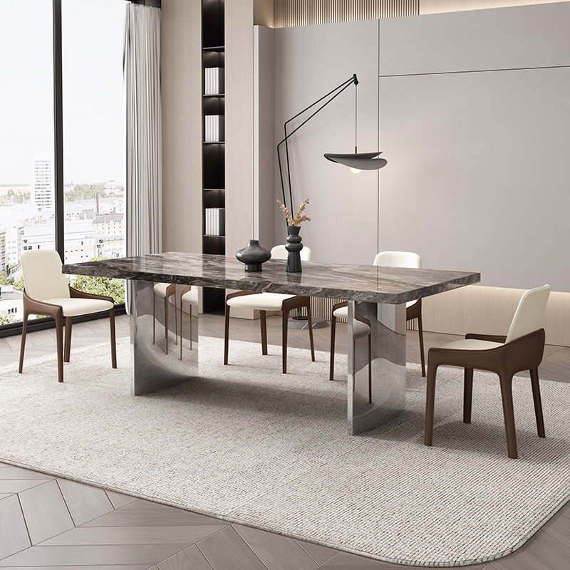 Glossy Brown Dining Table Set 1/4/5/7 Pcs Dinette Set with Faux Leather Chairs