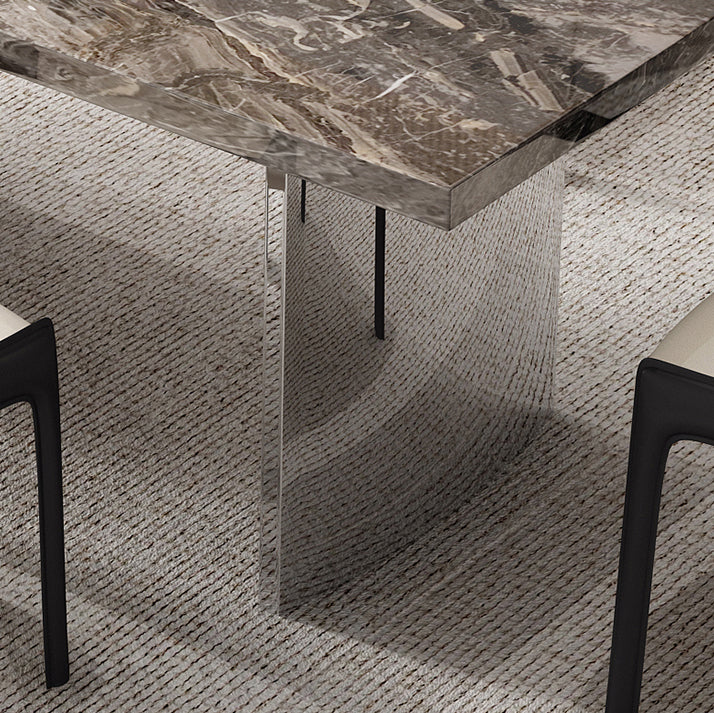 Glossy Brown Dining Table Set 1/4/5/7 Pcs Dinette Set with Faux Leather Chairs