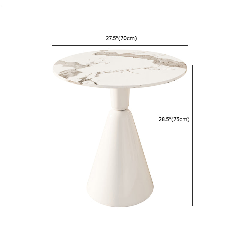 Round Dining Table Set with White Chairs 1/2/3/4 Pieces Stone Dining Set for Home