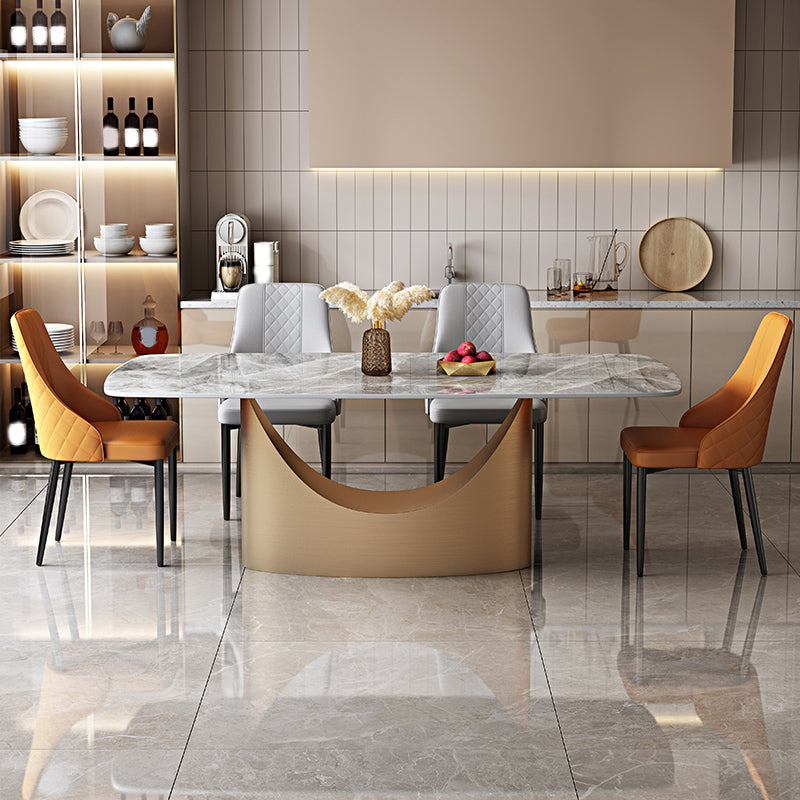 Glossy Gray Dining Table Set 1/4/5/7 Pieces Glam Dinette Set with Leather Chairs