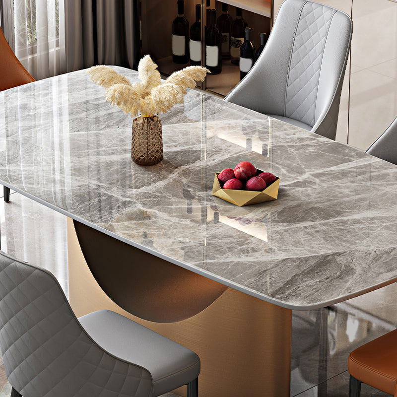 Glossy Gray Dining Table Set 1/4/5/7 Pieces Glam Dinette Set with Leather Chairs