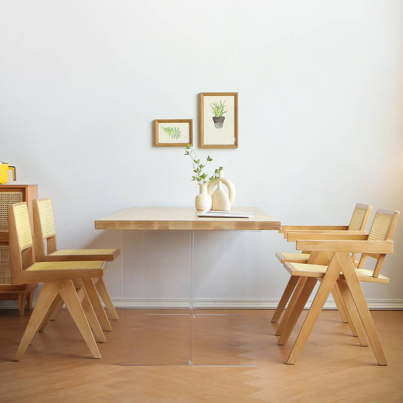 Natural Finish Pine Wood Dining Set 1/2/3/5 Pieces Modern Dinette Set