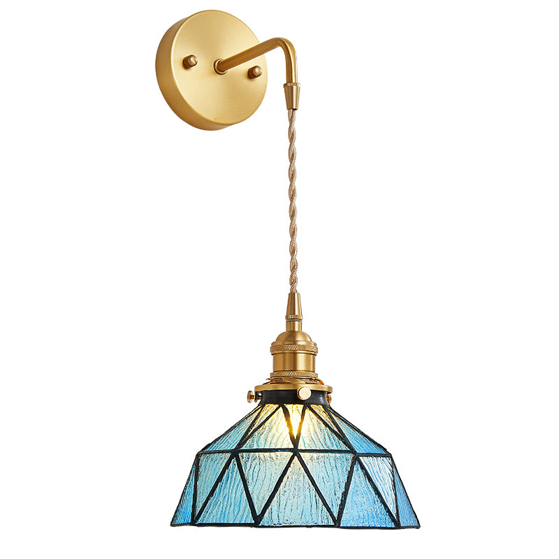 Drum Shape Glass Vanity Sconce Light Modern Style 1-Light Vanity Mirror Lights