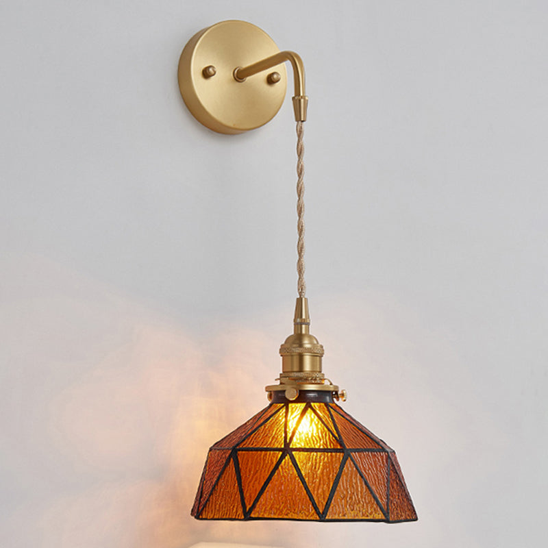 Drum Shape Glass Vanity Sconce Light Modern Style 1-Light Vanity Mirror Lights