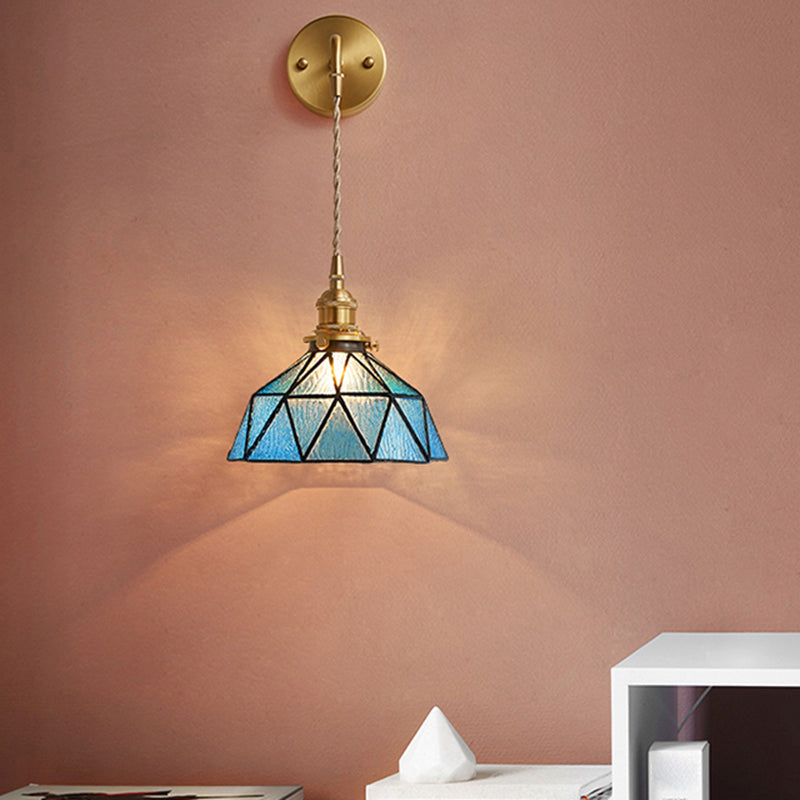 Drum Shape Glass Vanity Sconce Light Modern Style 1-Light Vanity Mirror Lights