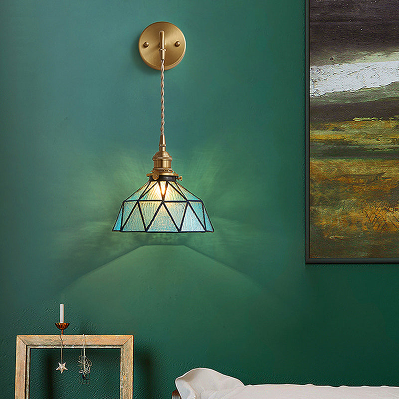 Drum Shape Glass Vanity Sconce Light Modern Style 1-Light Vanity Mirror Lights