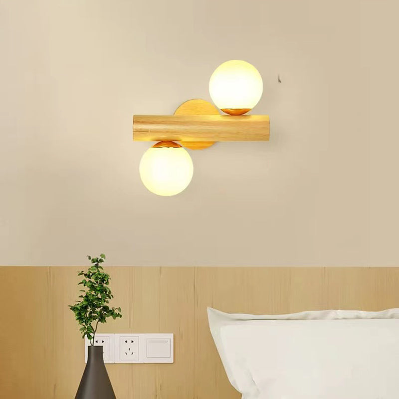 Nordic Style Wooden Vanity Light Ball Shape Vanity Lamp for Shower Room