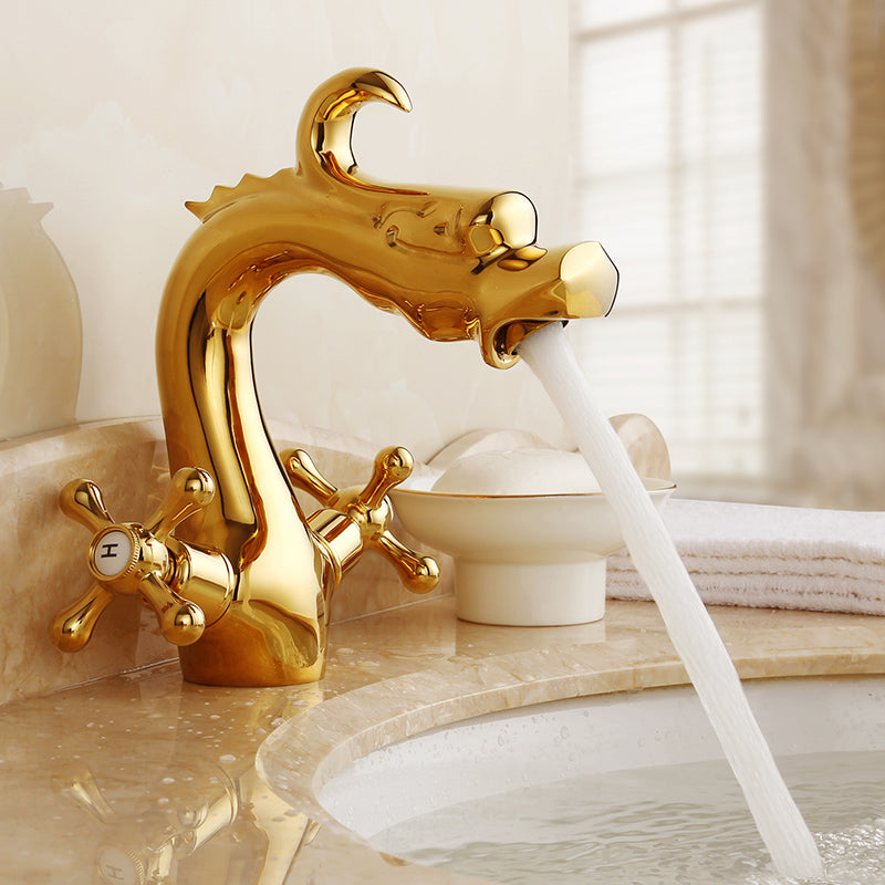 Vintage Wide Spread Bathroom Faucet Cross Handles Centerset Faucet