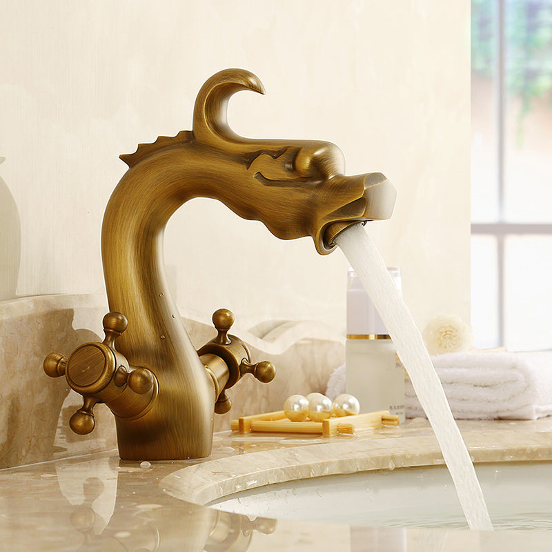 Vintage Wide Spread Bathroom Faucet Cross Handles Centerset Faucet