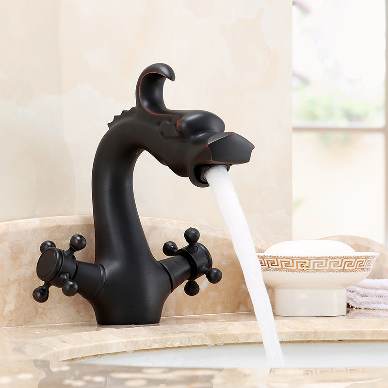 Vintage Wide Spread Bathroom Faucet Cross Handles Centerset Faucet