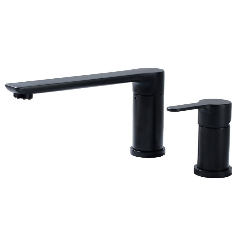 Contemporary Bathroom Faucet Deck Mounted Copper Two Handle Swivel Roman Tub Faucet Set
