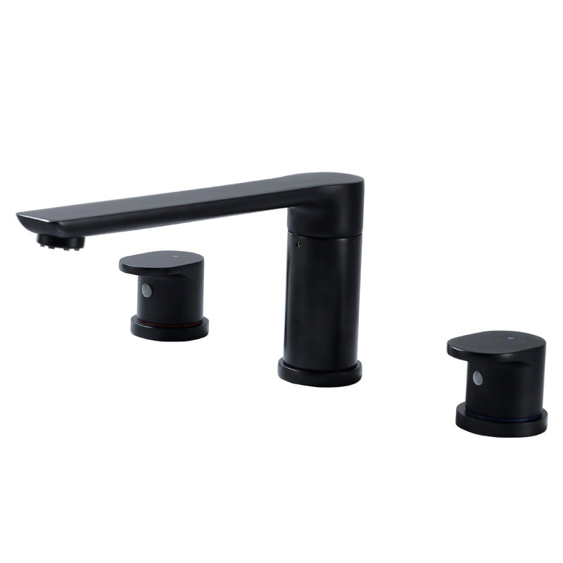 Contemporary Bathroom Faucet Deck Mounted Copper Two Handle Swivel Roman Tub Faucet Set