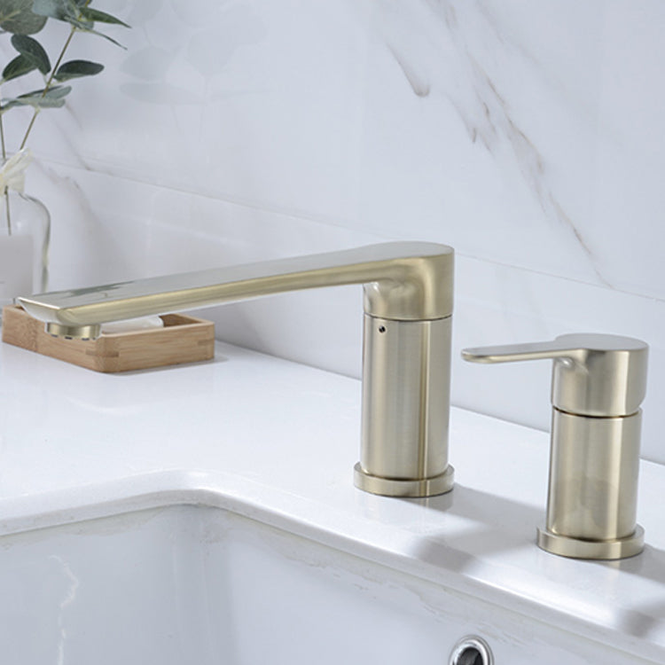 Contemporary Bathroom Faucet Deck Mounted Copper Two Handle Swivel Roman Tub Faucet Set