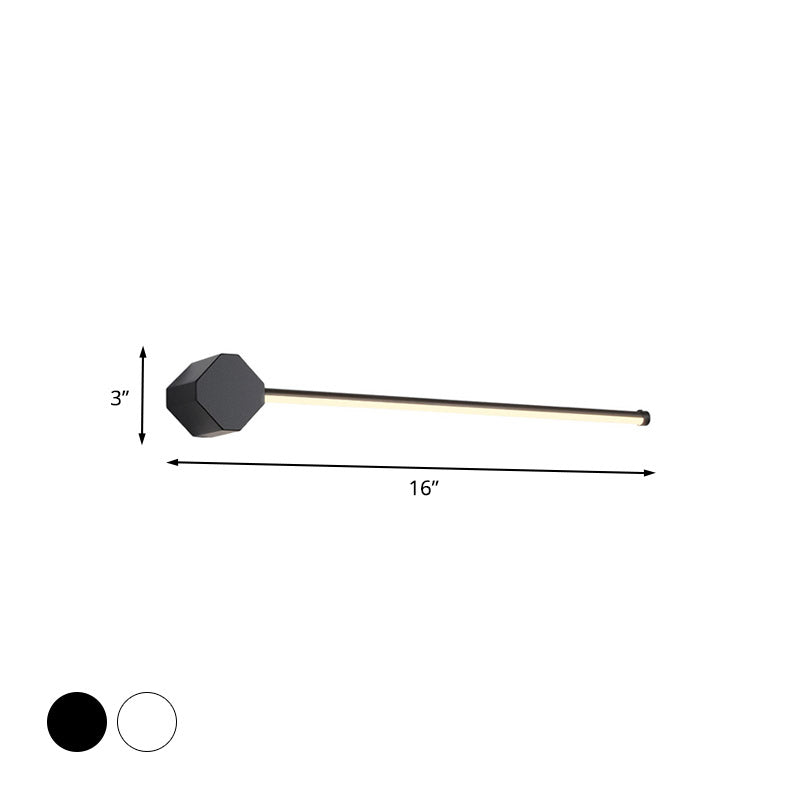 LED Bathroom Sconce Simple Black/White Finish Vanity Wall Light with Slim Linear Acrylic Shade, 16"/23.5" Long