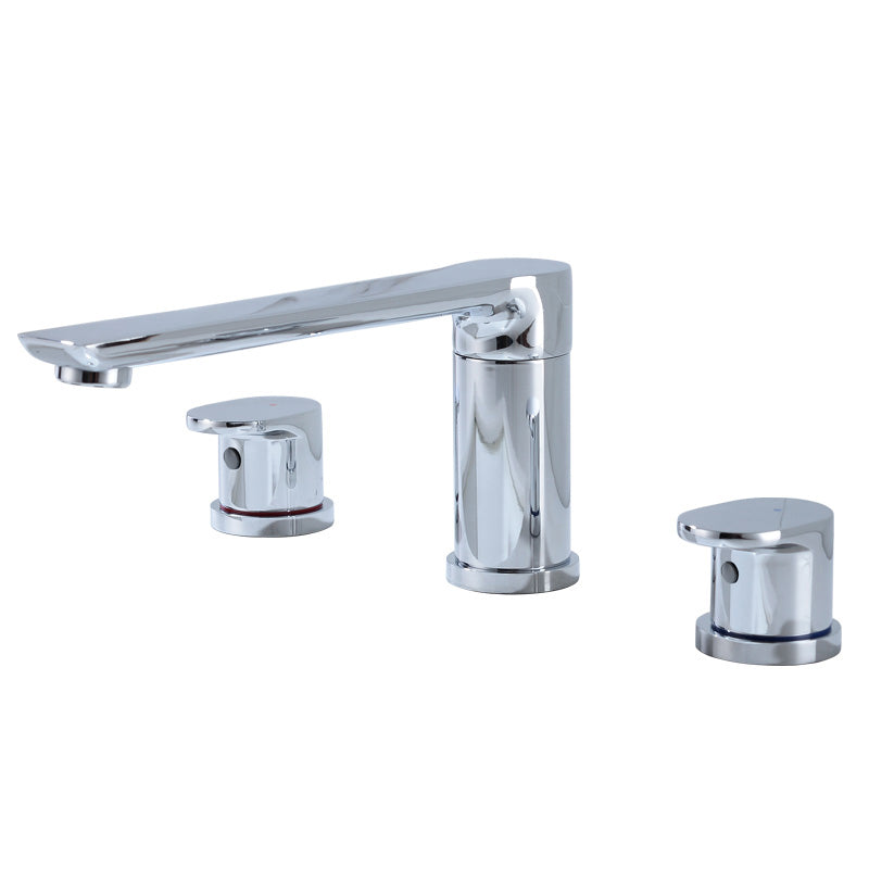 Contemporary Bathroom Faucet Deck Mounted Copper Two Handle Swivel Roman Tub Faucet Set