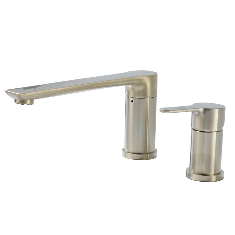 Contemporary Bathroom Faucet Deck Mounted Copper Two Handle Swivel Roman Tub Faucet Set