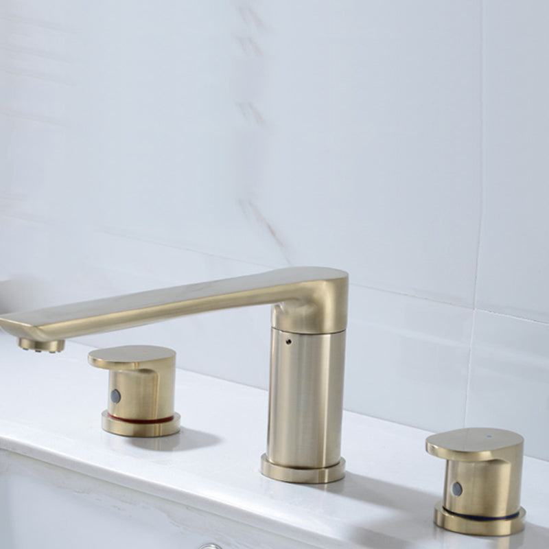 Contemporary Bathroom Faucet Deck Mounted Copper Two Handle Swivel Roman Tub Faucet Set