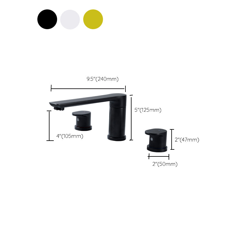 Contemporary Bathroom Faucet Deck Mounted Copper Two Handle Swivel Roman Tub Faucet Set