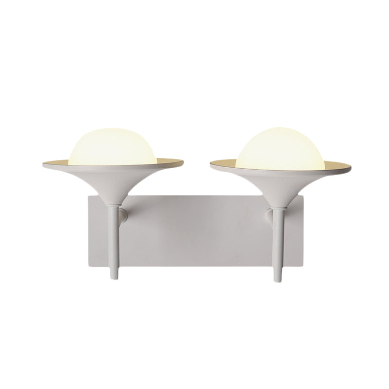 Éclairage mural évasé métallique Modernisme 2 lumières LED LED MUR PLACE LAMPE BLANC POUR LE TEARDE