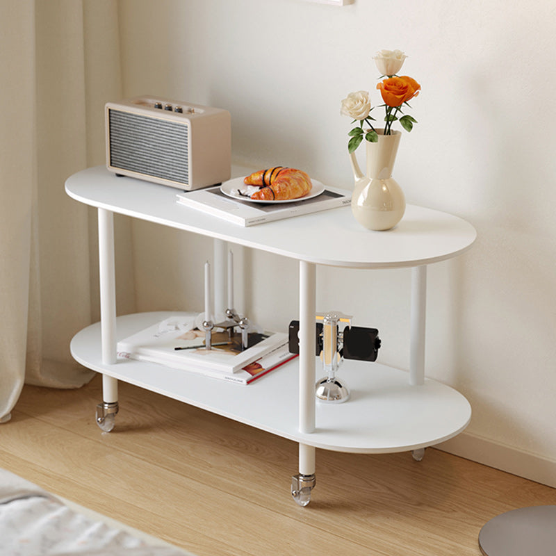 14" Wide Contemporary Corner Table Storage Oval Accent Side Table