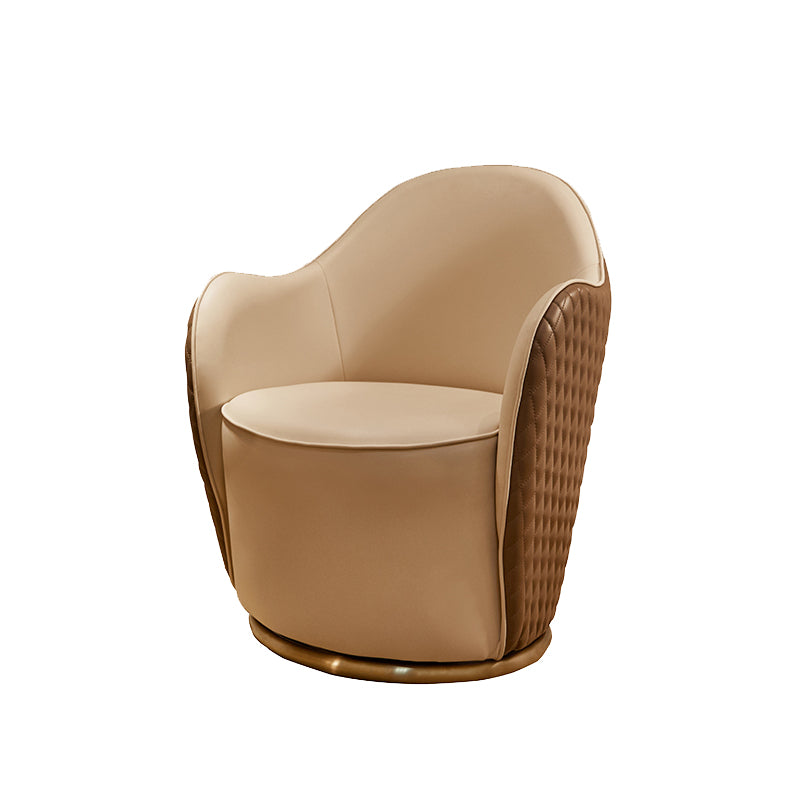 Round Base Style Side Chair Leather Lounge Chair for Living Room