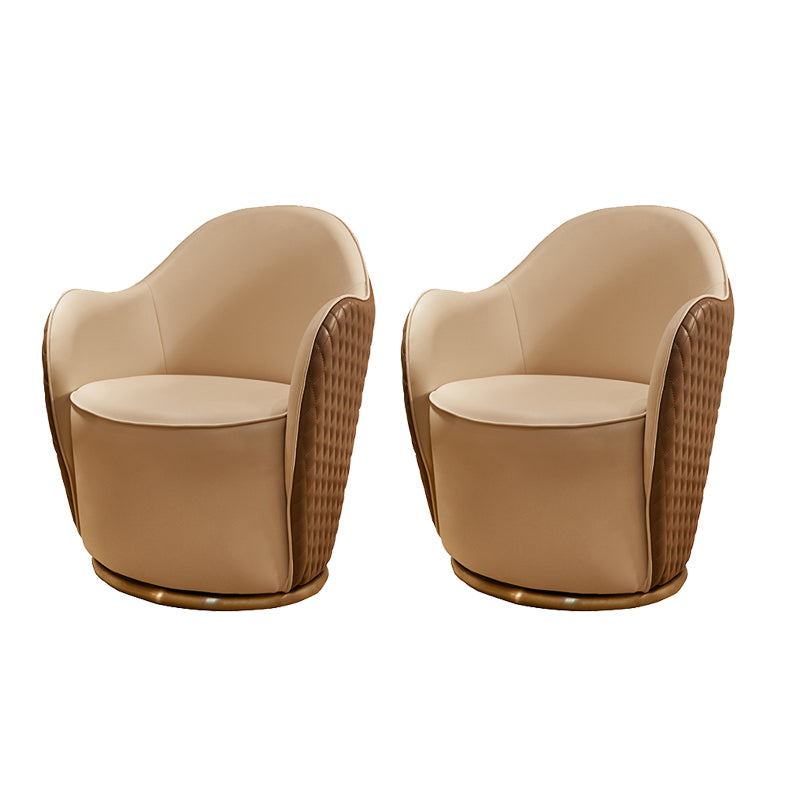 Round Base Style Side Chair Leather Lounge Chair for Living Room