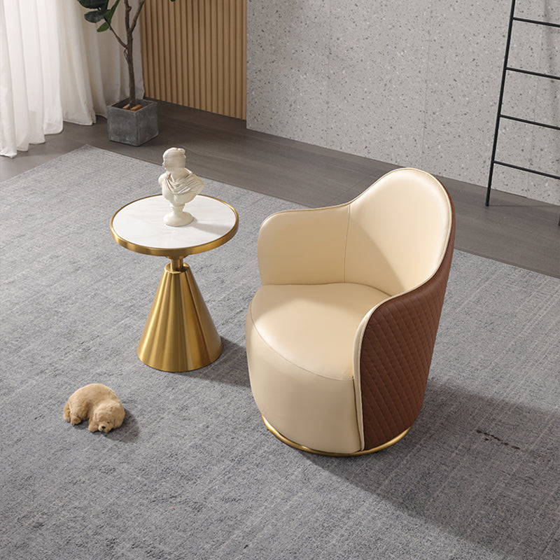 Round Base Style Side Chair Leather Lounge Chair for Living Room