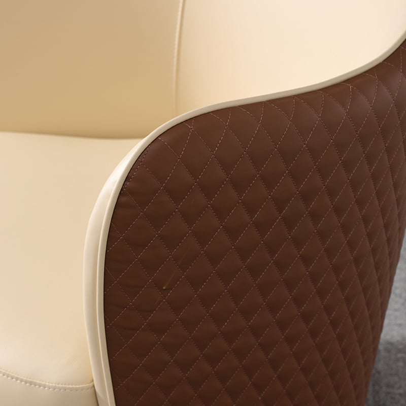 Round Base Style Side Chair Leather Lounge Chair for Living Room