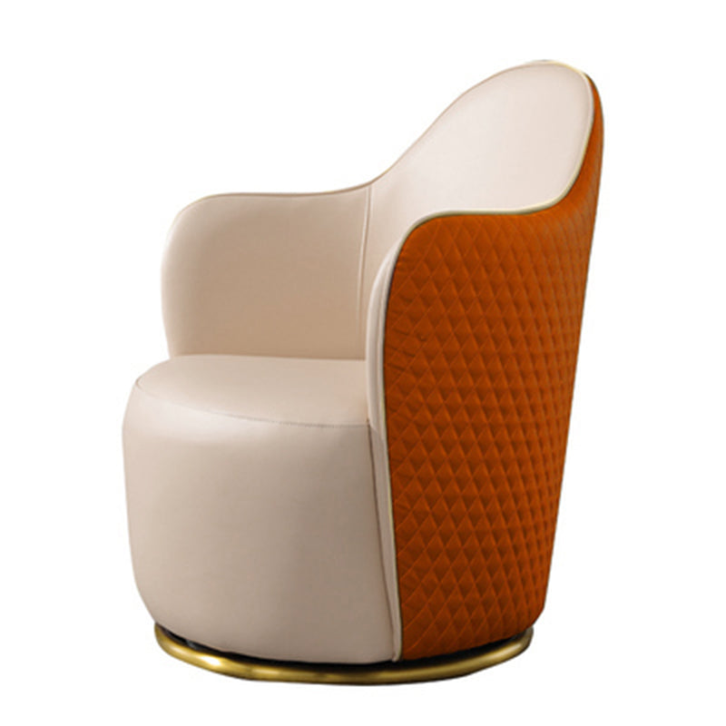 Round Base Style Side Chair Leather Lounge Chair for Living Room