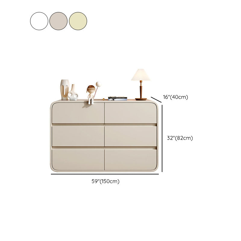 Modernism Horizontal Double Dresser 6 Drawers Wood Storage Dresser for Home