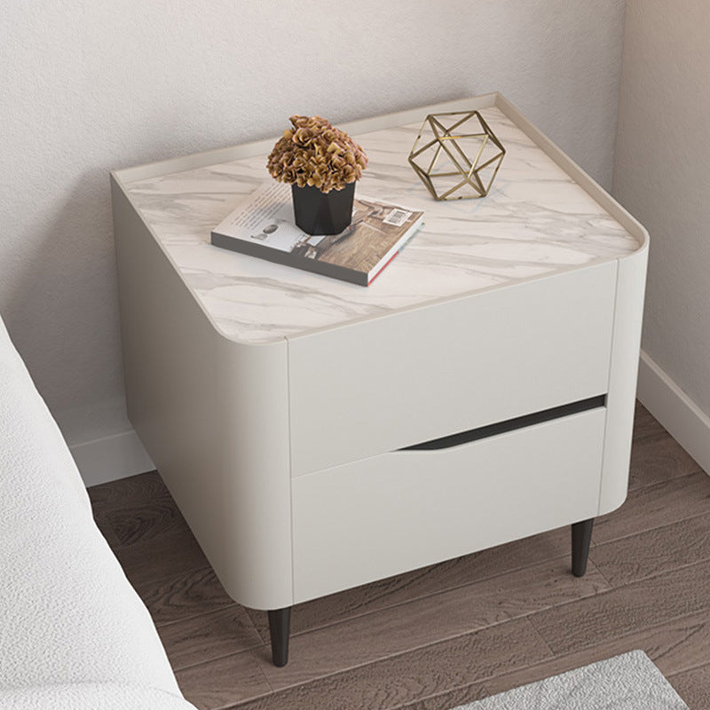 2 - Drawer Contemporary Accent Table Nightstand Antique Finish Bedside Cabinet