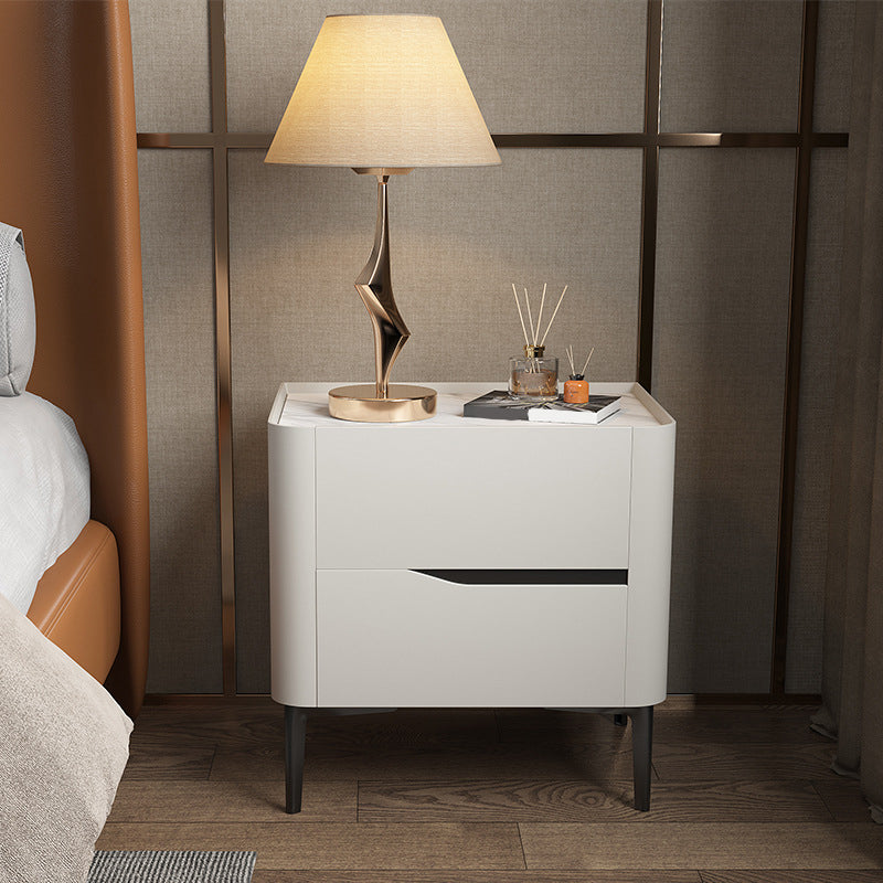 2 - Drawer Contemporary Accent Table Nightstand Antique Finish Bedside Cabinet