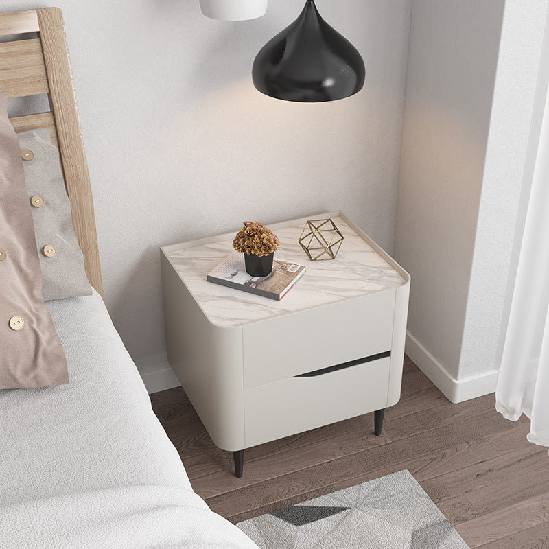 2 - Drawer Contemporary Accent Table Nightstand Antique Finish Bedside Cabinet