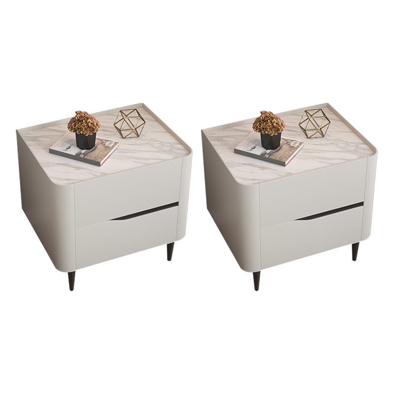 2 - Drawer Contemporary Accent Table Nightstand Antique Finish Bedside Cabinet