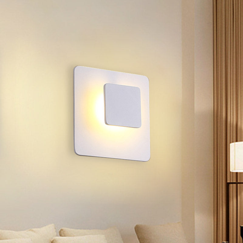 Squared Acrylic Wall Mount Contemporary LED White Sconce Lighting in White/Warm Light for Living Room