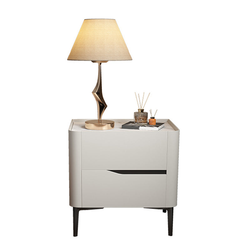 2 - Drawer Contemporary Accent Table Nightstand Antique Finish Bedside Cabinet